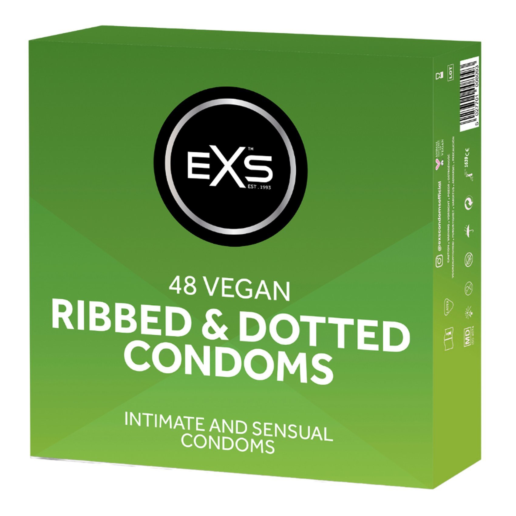 Stimuliuojantys prezervatyvai „Ribbed & Dotted“, 48 vnt. - EXS Condoms