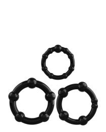 Penio žiedų rinkinys „Triple Bead Black“ - Crushious